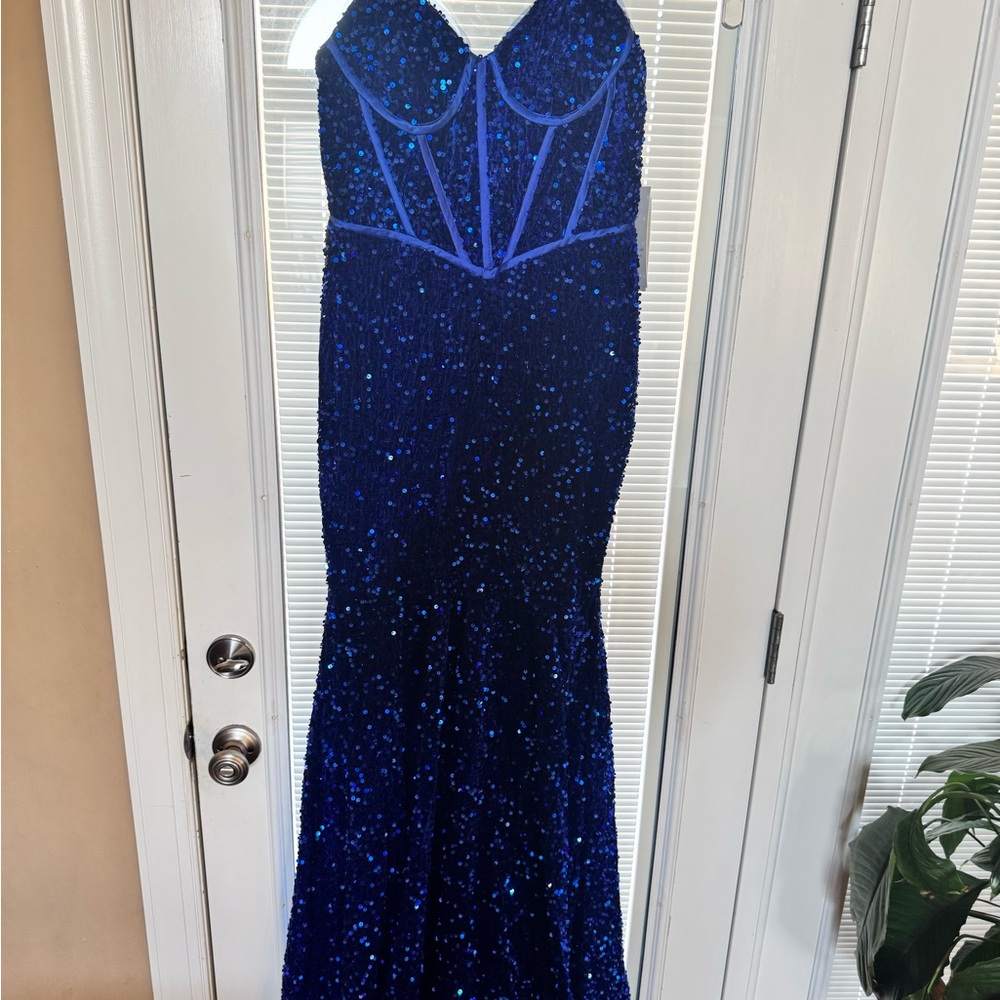 Elegant Blue Sequin Gown